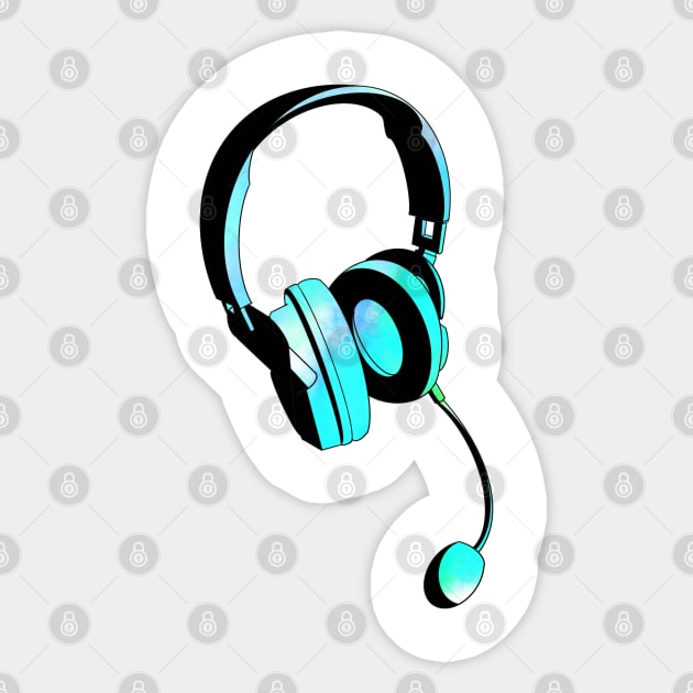 Gamer headset aqua Sticker by Gavlart